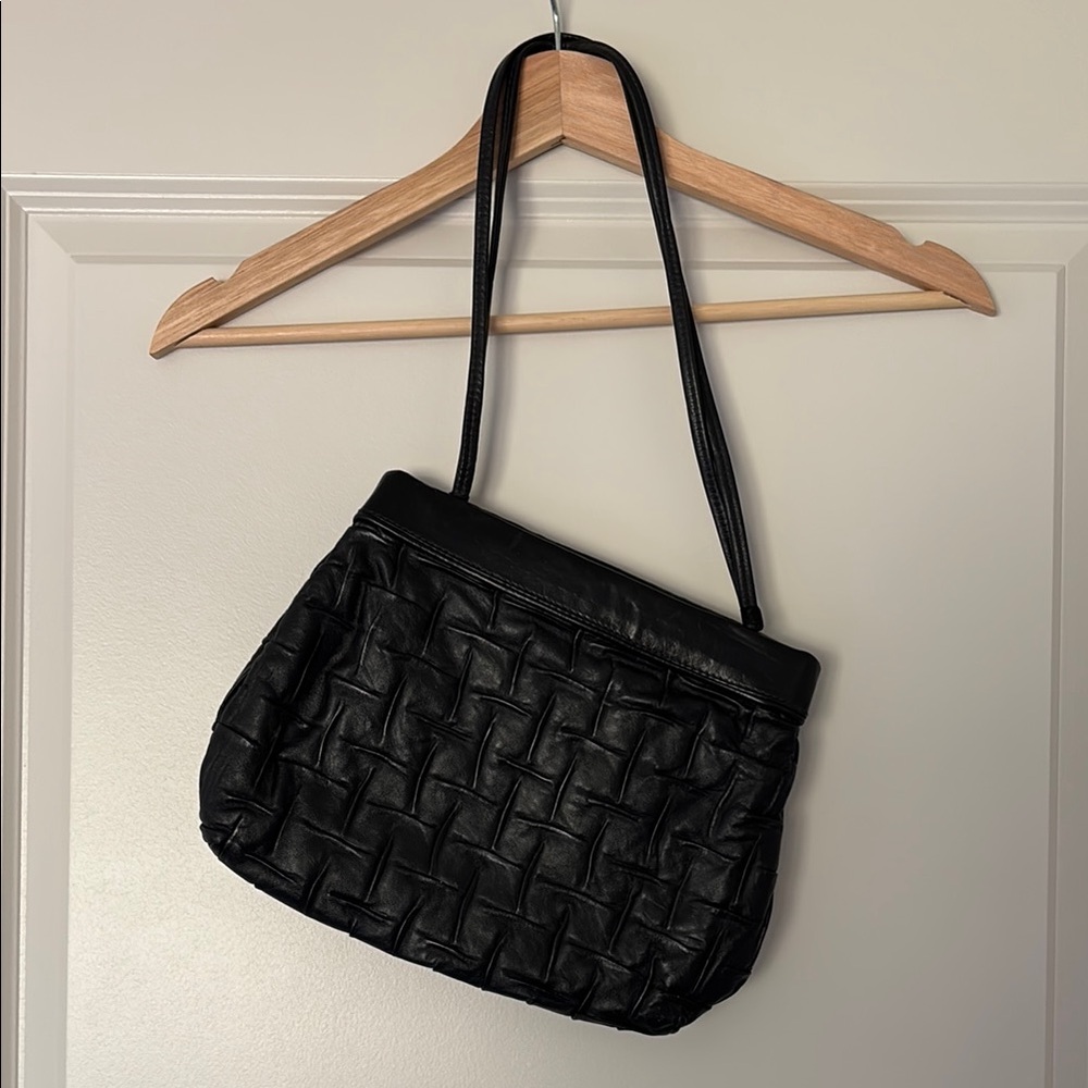 7 Seven Handbags by Dimitri Black Basketweave Shoulder Bag